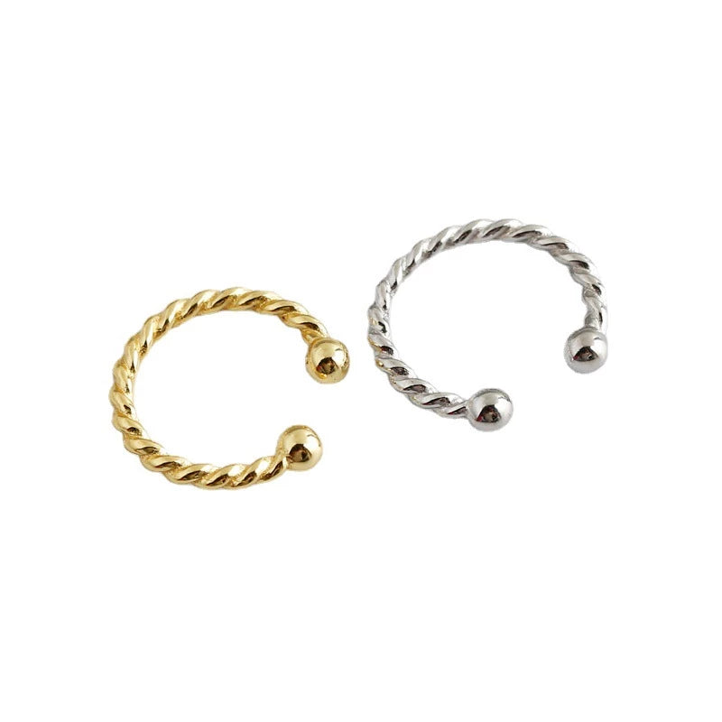 Anyco Earrings Punk Rock Twist Circle Sterling Silver Ear Clip Hoop For Kids Women Wedding Jewelry Gift 1 pc-Earrings-PEROZ Accessories
