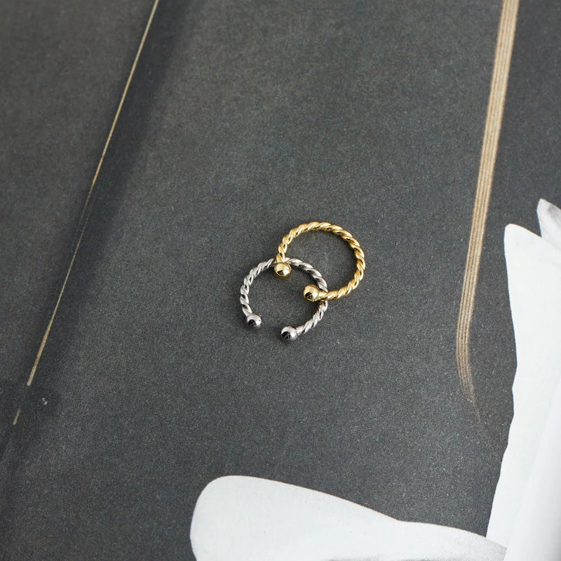 Anyco Earrings Punk Rock Twist Circle Sterling Silver Ear Clip Hoop For Kids Women Wedding Jewelry Gift 1 pc-Earrings-PEROZ Accessories