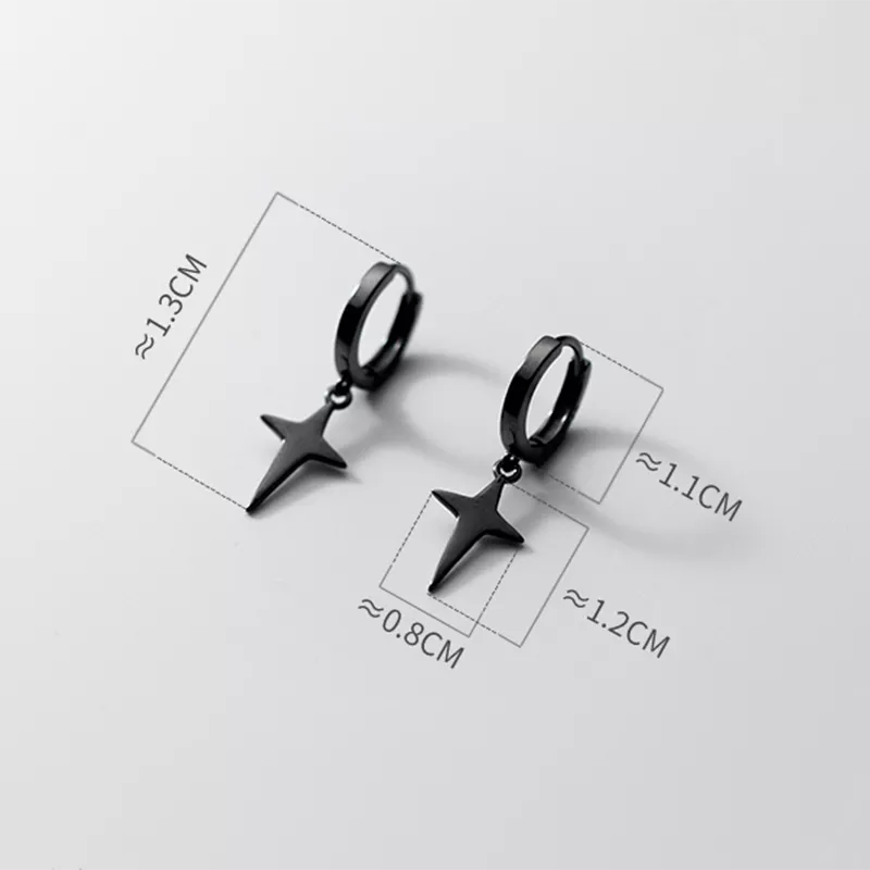 Anyco Fashion Earrings Black 925 Sterling Silver Rock Men&