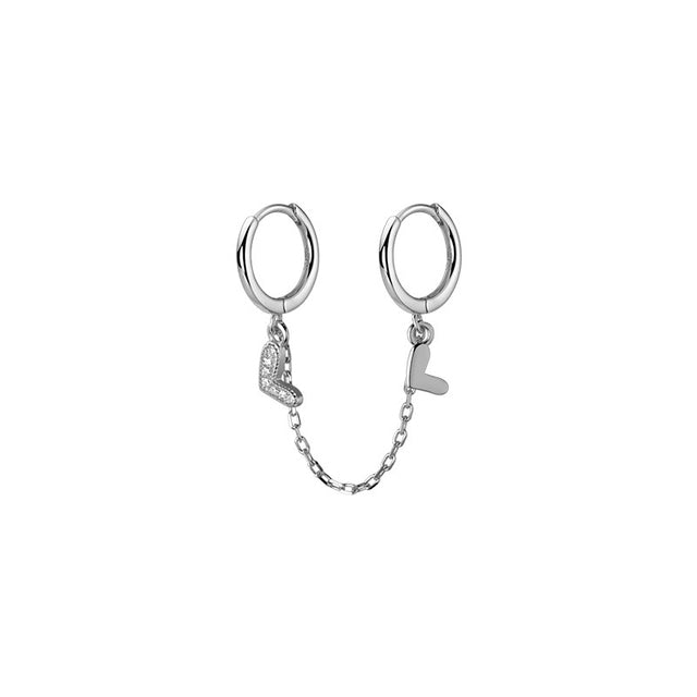 Anyco Fashion Earrings Silver 925 Sterling Unique Love Heart Chain Charm for Women Bohemian Fine Party Ear Buckle Jewelry-Earrings-PEROZ Accessories