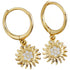 Anyco Earrings Gold Plated Rock Punk Round Zircon Sunflower Stud For Women Girl Teen Elegant Perfect Fashion Stylish Accessories Jewelry Gifts-Earrings-PEROZ Accessories