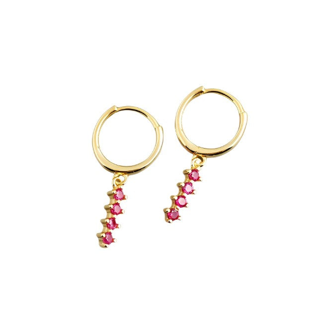 Anyco Earrings Chic Charm Pink Colored Zircon Bar Stud For Women Girl Teen Fine Perfect Fashion Stylish Accessories Jewelry Gifts Gold-Plated-Earrings-PEROZ Accessories