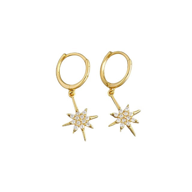Anyco Earrings Gold Plated Luxury Crystal Zircon Shining Light Star Stud For Women Girl Teen Chic Fashion Stylish Accessories Jewelry Gifts-Earrings-PEROZ Accessories