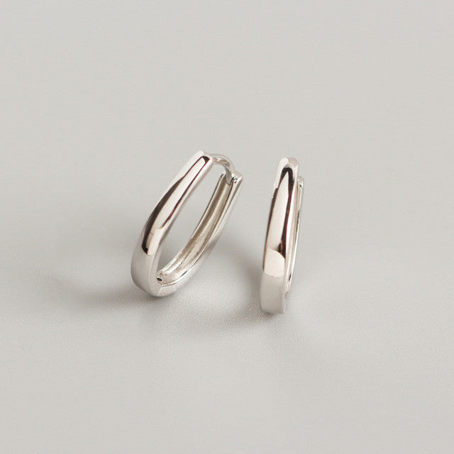 Anyco Earrings Sterling Silver Bohemian Minimalist Geometric Thick Oval Hoop For Women Girl Teen Fashion Stylish Accessories Jewelry Gifts-Earrings-PEROZ Accessories