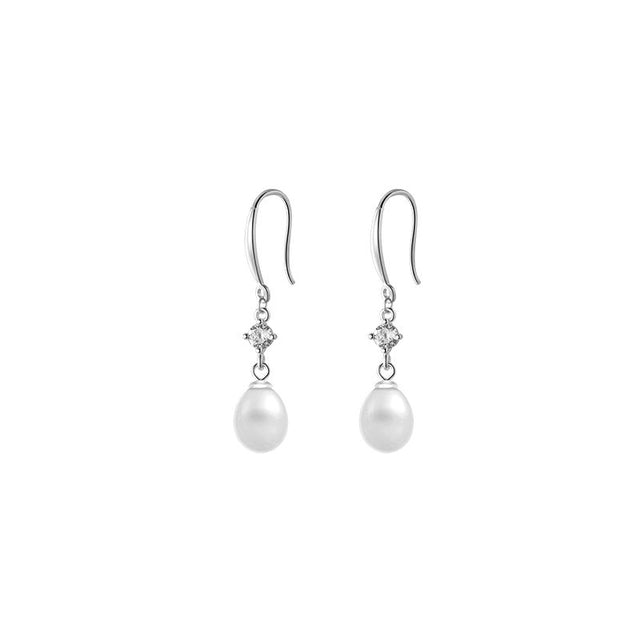 Anyco Fashion Earrings Silver 925 Sterling Elegant Natural Baroque Pearl Pendant Women Charming Jewelry-Earrings-PEROZ Accessories