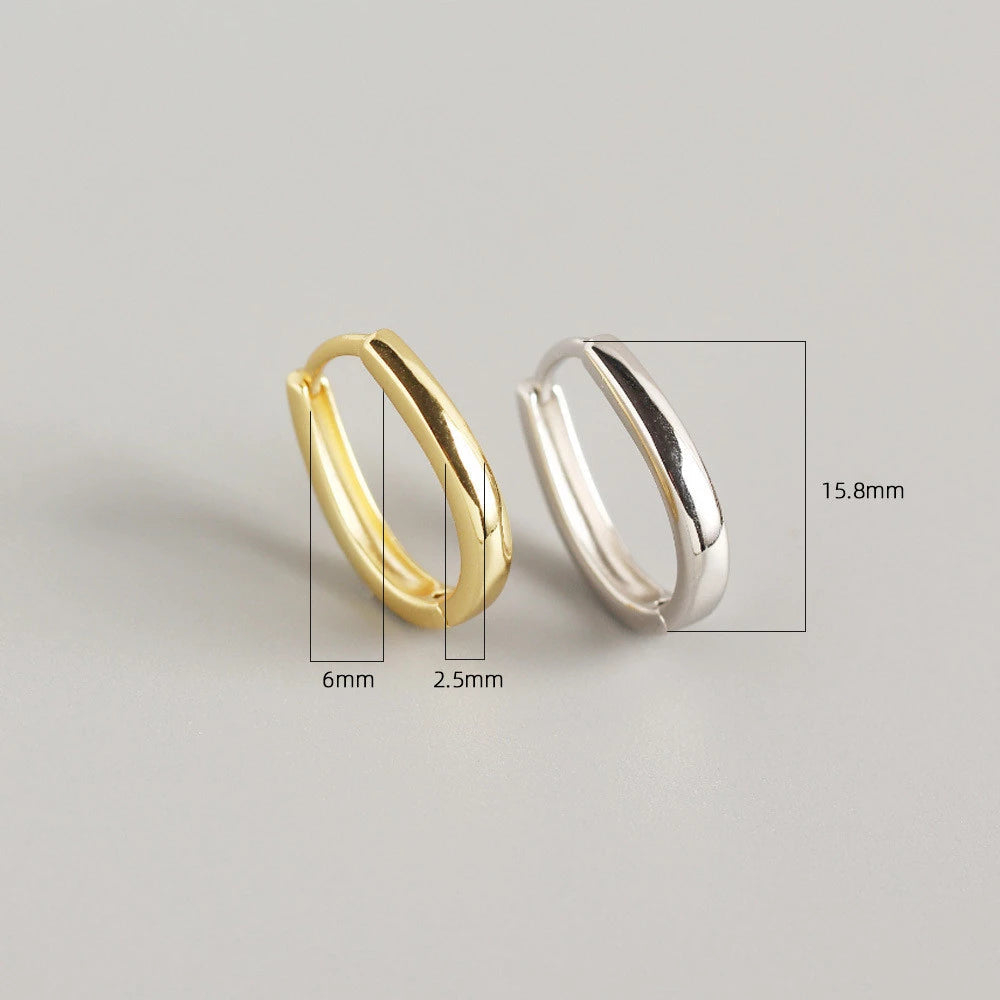 Anyco Earrings Sterling Silver Bohemian Minimalist Geometric Thick Oval Hoop For Women Girl Teen Fashion Stylish Accessories Jewelry Gifts-Earrings-PEROZ Accessories