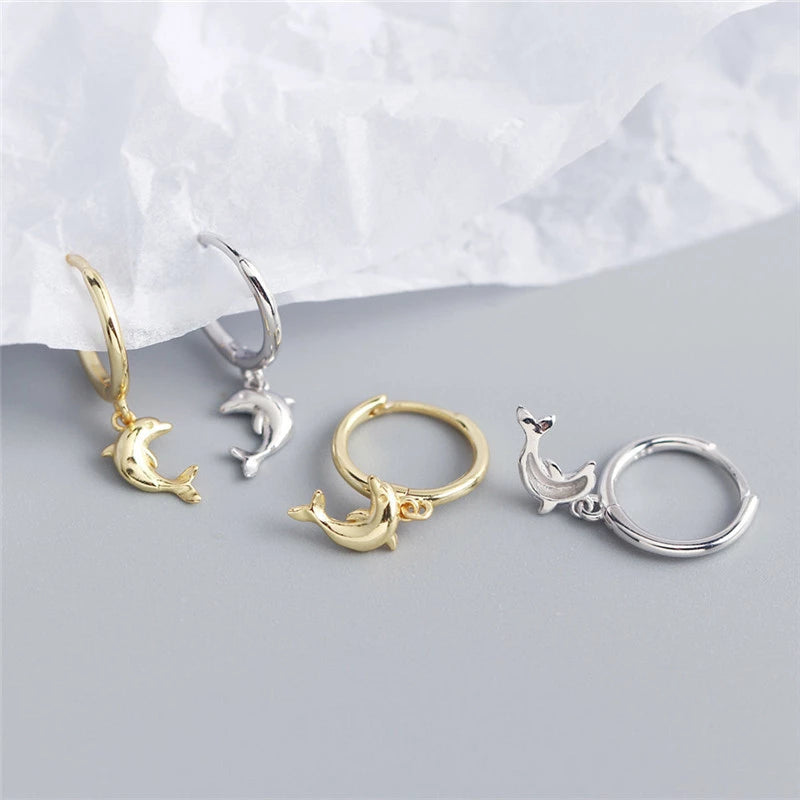 Anyco Earrings Gold Plated Cute Romantic Dolphin Love Ball Animal Stud For Women Girl Teen Chic Fashion Stylish Accessories Jewelry Gifts-Earrings-PEROZ Accessories