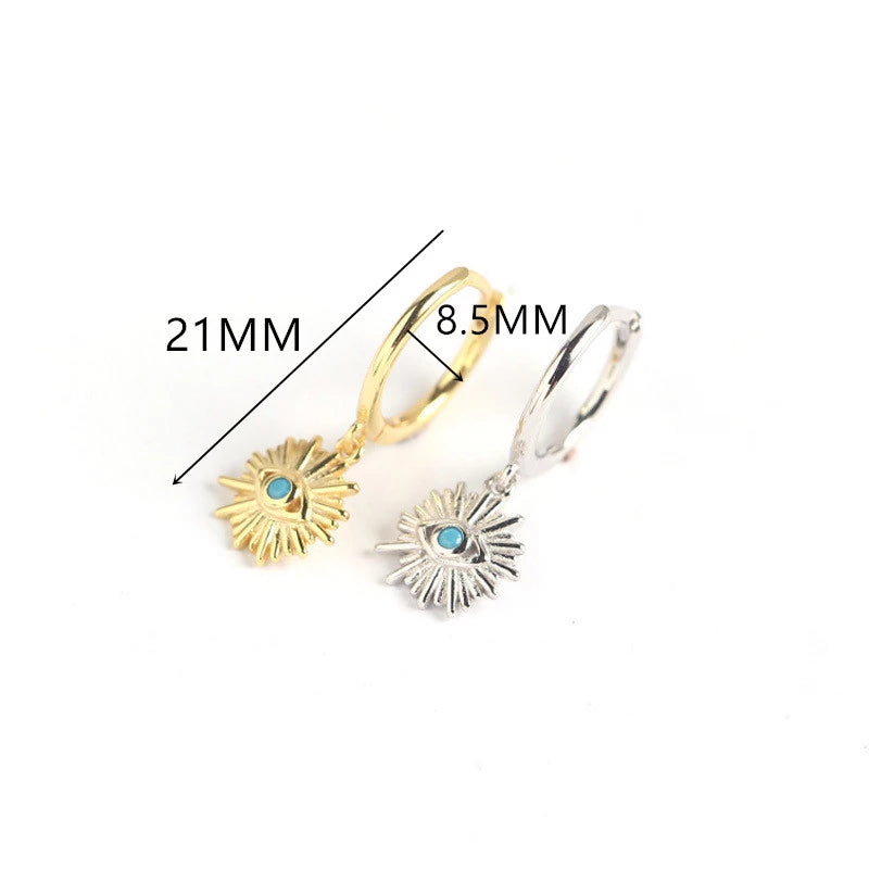 Anyco Earrings Sterling Silver Geometric Blue Zircon Cute Eye Stud For Women Girl Teen Perfect Elegant Fashion Stylish Accessories Jewelry Gifts-Earrings-PEROZ Accessories