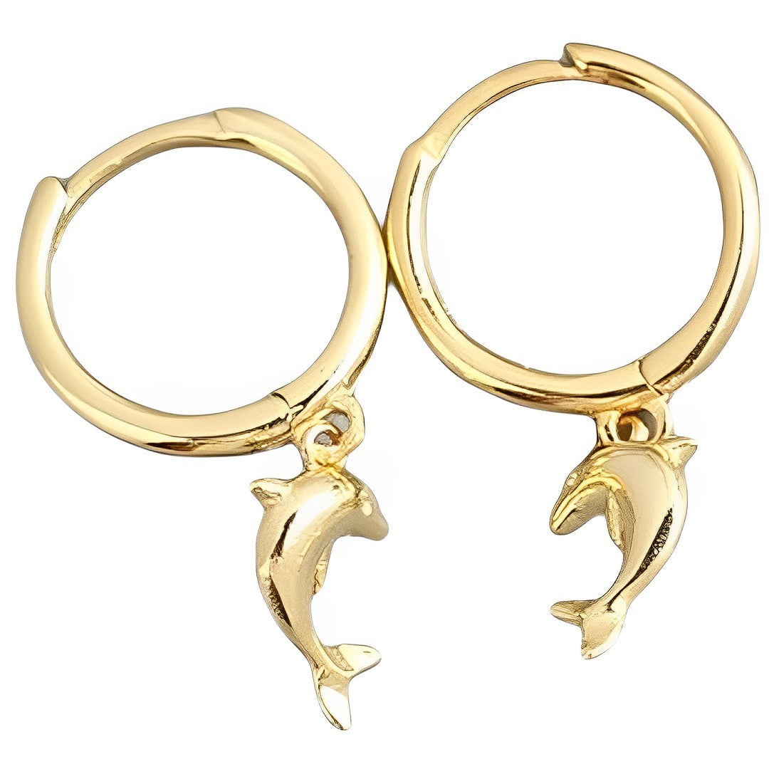 Anyco Earrings Gold Plated Cute Romantic Dolphin Love Ball Animal Stud For Women Girl Teen Chic Fashion Stylish Accessories Jewelry Gifts-Earrings-PEROZ Accessories