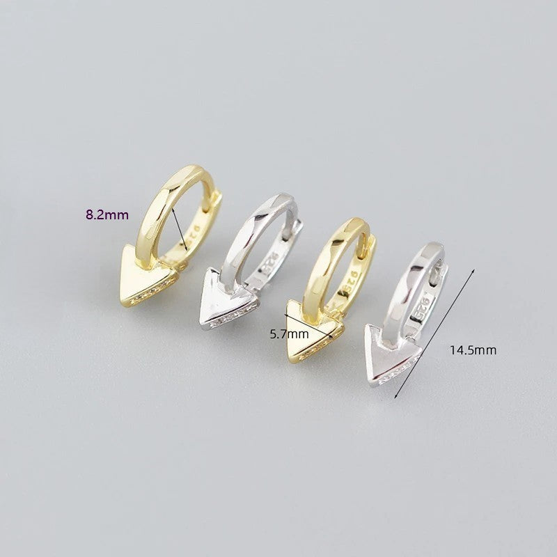Anyco Earrings Sterling Silver Punk Geometric Triangle Ear Buckle For Women Girl Teen Elegant Fashion Stylish Accessories Jewelry Gifts-Earrings-PEROZ Accessories