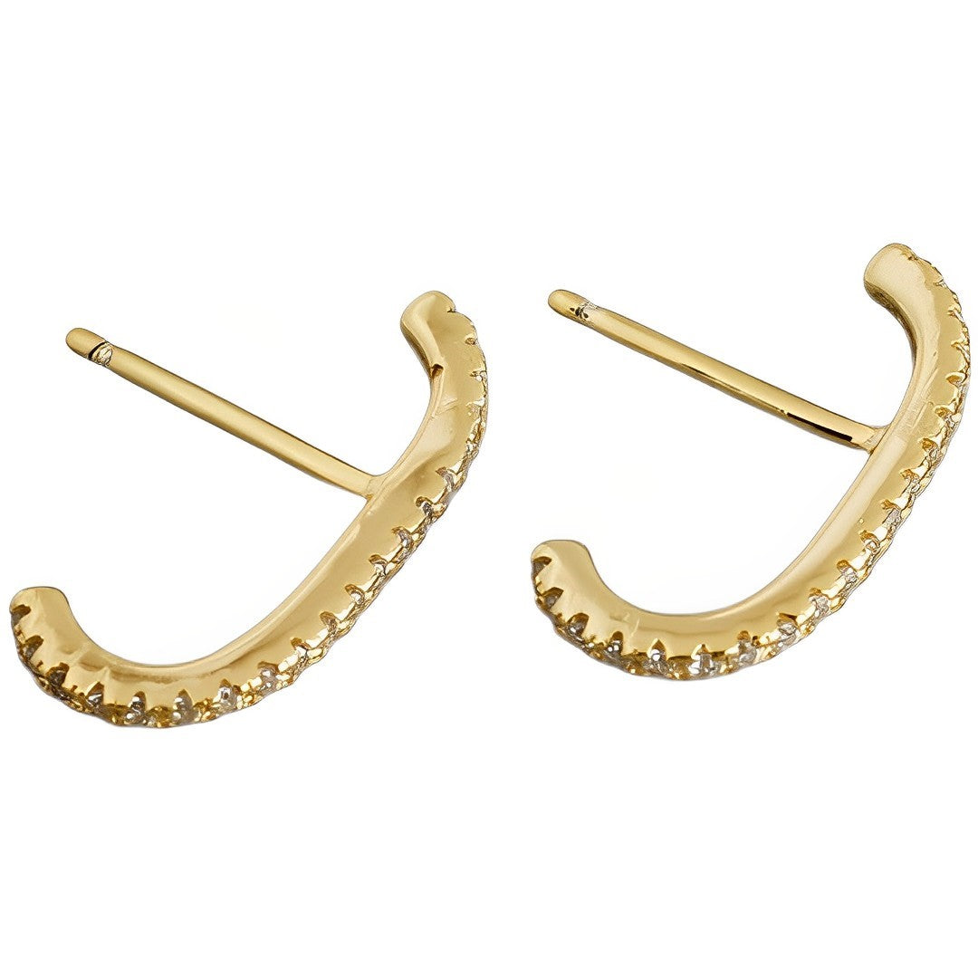 Anyco Earrings Gold Plated Minimalist Bar French Exquisite Zircon Stud For Women Girl Fashion Stylish Rock Punk Accessories Jewelry Gifts-Earrings-PEROZ Accessories