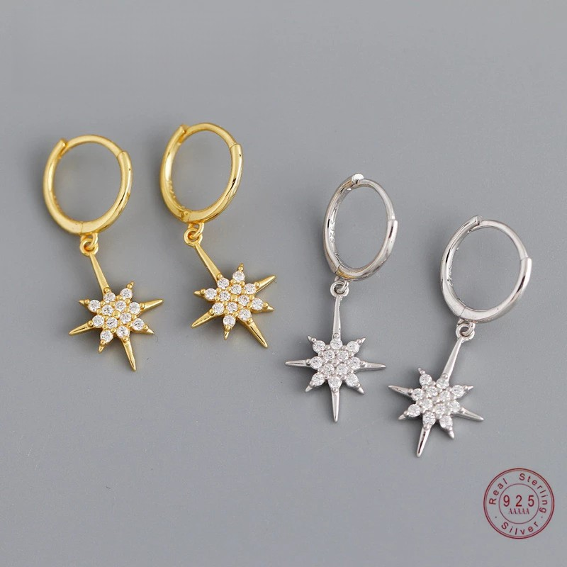 Anyco Earrings Gold Plated Luxury Crystal Zircon Shining Light Star Stud For Women Girl Teen Chic Fashion Stylish Accessories Jewelry Gifts-Earrings-PEROZ Accessories