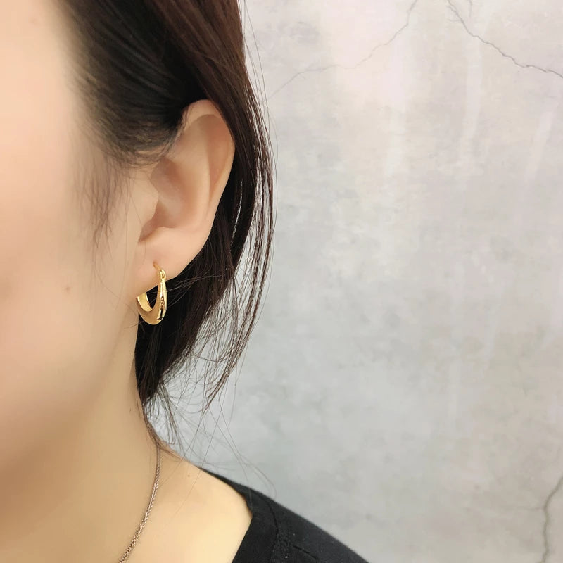 Anyco Earrings Gold Plated Punk Rock Minimalist Charming Unique Hoop Stud For Women Teen Fashion Stylish Accessories Jewelry Gifts-Earrings-PEROZ Accessories
