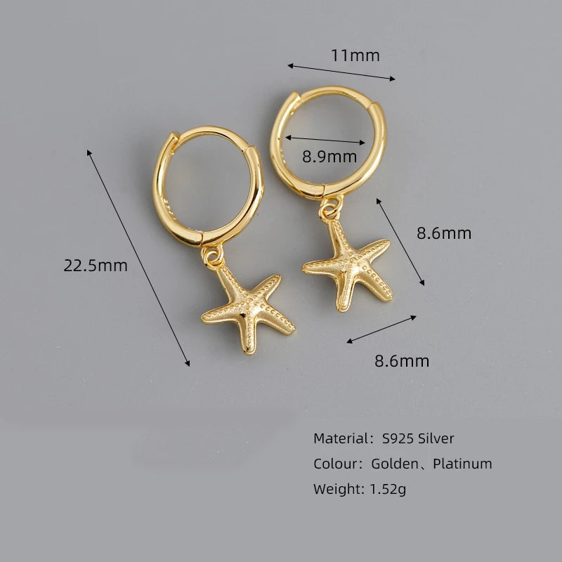 Anyco Earrings Gold Plated Simple Bohemian Summer Beach Ocean Starfish Stud For Women Girl Teen Chic Fashion Stylish Accessories Jewelry Gifts-Earrings-PEROZ Accessories