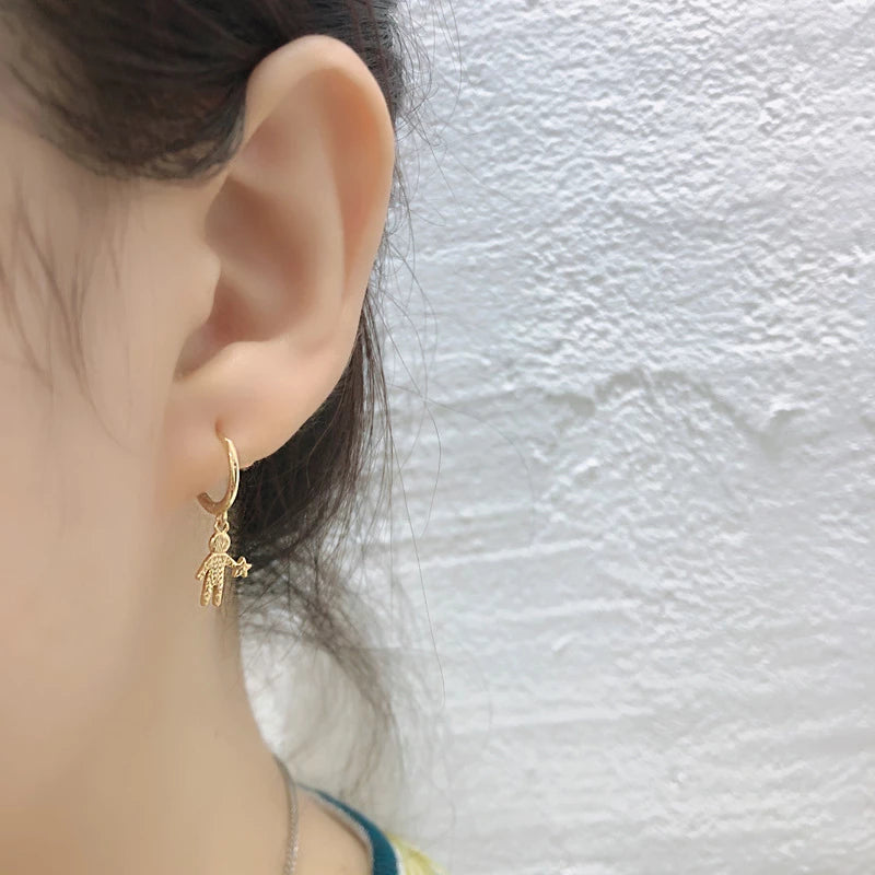 Anyco Earrings Sterling Silver Minimalist Creative New Statue Portrait Star Buckle For Women Girl Fashion Stylish Rock Accessories Jewelry Gifts-Earrings-PEROZ Accessories