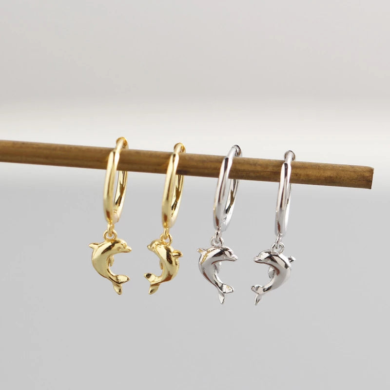 Anyco Earrings Gold Plated Cute Romantic Dolphin Love Ball Animal Stud For Women Girl Teen Chic Fashion Stylish Accessories Jewelry Gifts-Earrings-PEROZ Accessories