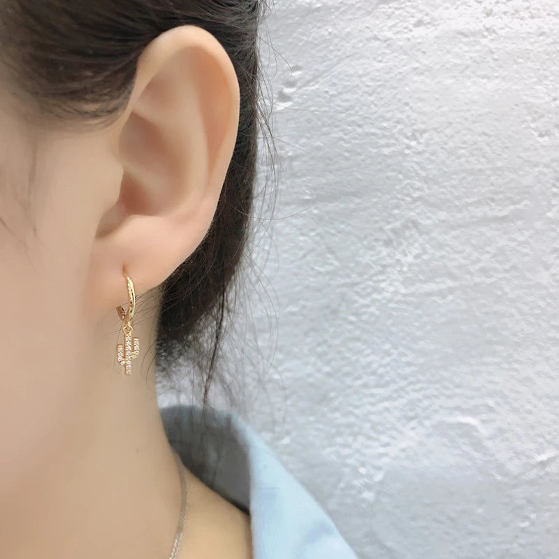 Anyco Earrings Sterling Silver Pave Zircon Cactus Ear Buckle For Women Girl Teen Chic Fashion Stylish Rock Accessories Jewelry Gifts-Earrings-PEROZ Accessories