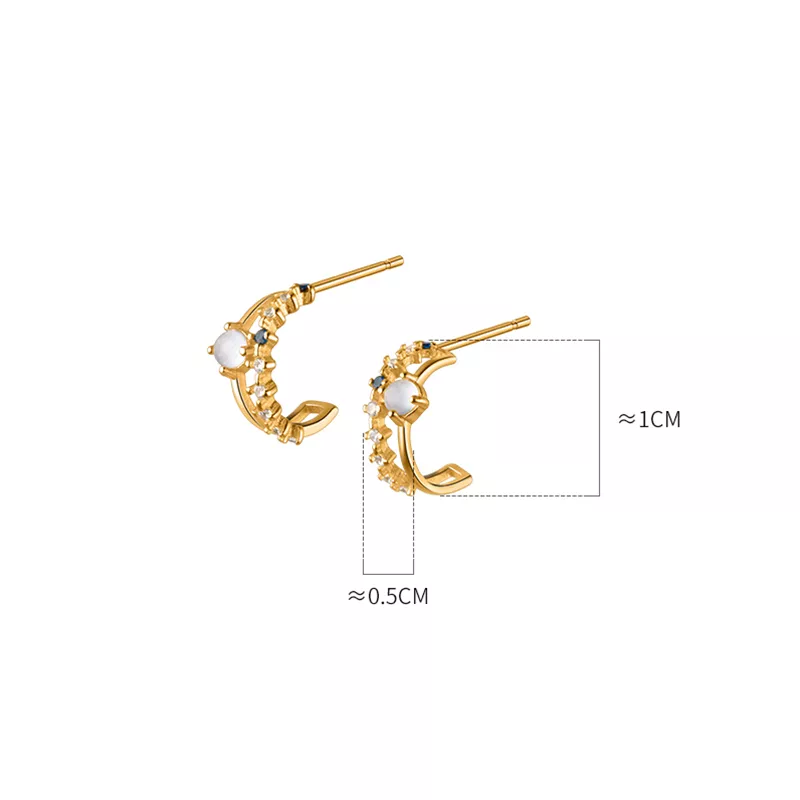 Anyco Fashion Earrings Gold 925 Sterling Silver Elegant Double Glass Beads Geometric Stud for Women Jewelry-Earrings-PEROZ Accessories