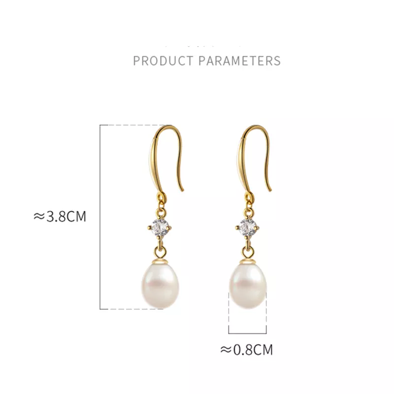Anyco Fashion Earrings Silver 925 Sterling Elegant Natural Baroque Pearl Pendant Women Charming Jewelry-Earrings-PEROZ Accessories