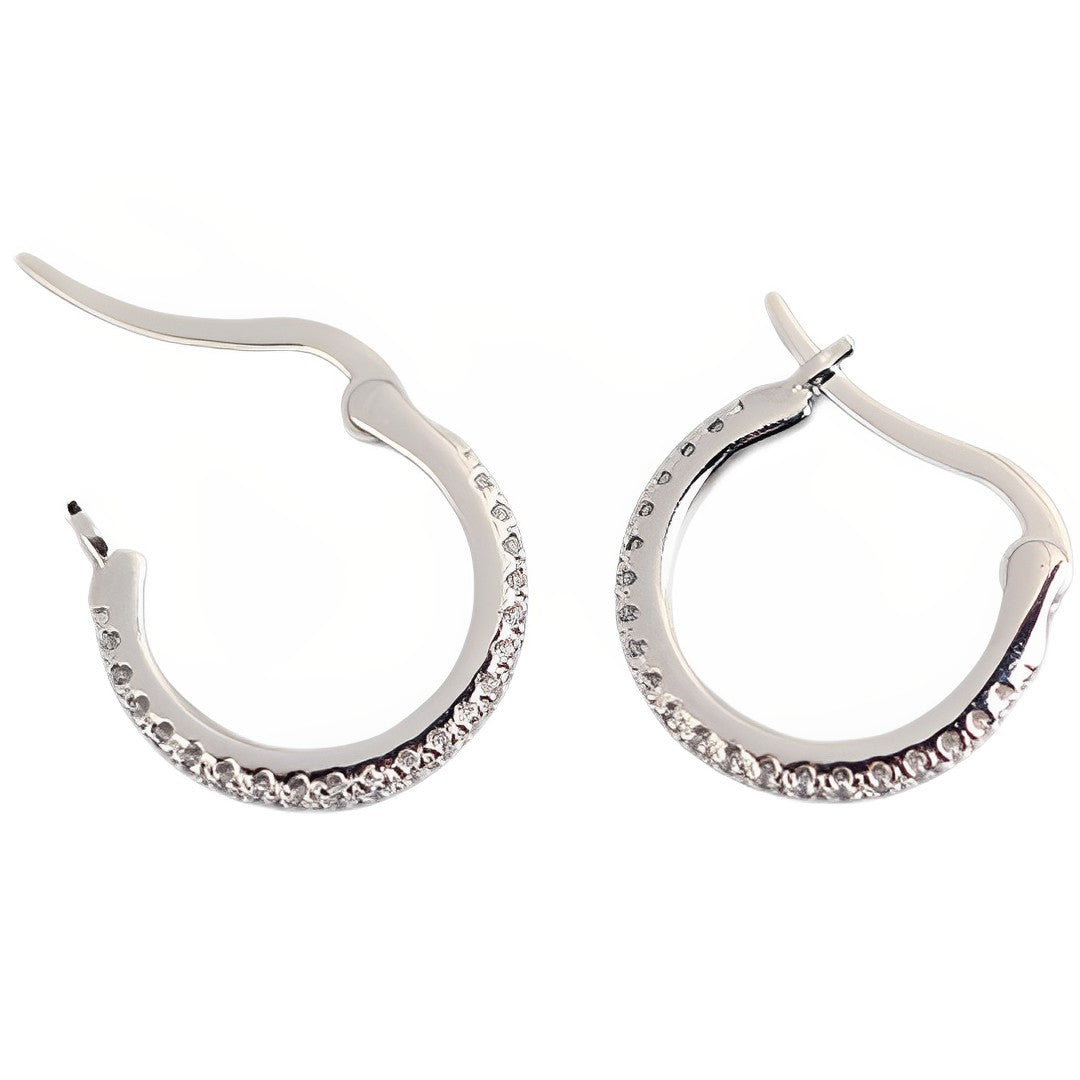 Anyco Earrings Sterling Silver White Minimalist Round Rainbow CZ Zircon Hoops Crystal Huggies For Women Girl Fashion Stylish Accessories Jewelry Gifts-Earrings-PEROZ Accessories