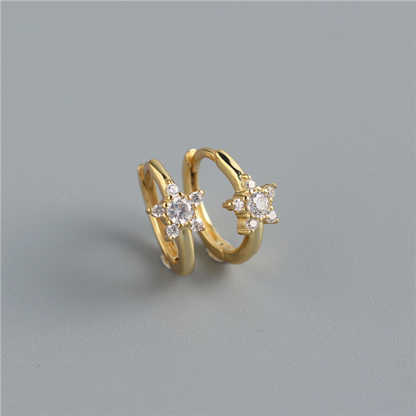 Anyco Earrings Gold Plated Pave Zircon Star Minimalist Ear Buckle For Women Girl Fashion Stylish Rock Punk Accessories Jewelry Gifts-Earrings-PEROZ Accessories