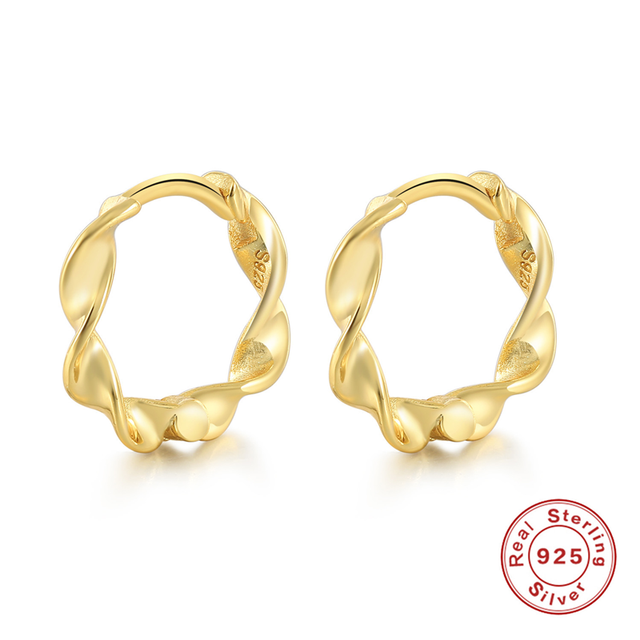 Anyco Earrings Gold Plated Minimalist Round Wave Twist Small Stud For Women Girl Teen Fashion Stylish Accessories Jewelry Gifts-Earrings-PEROZ Accessories