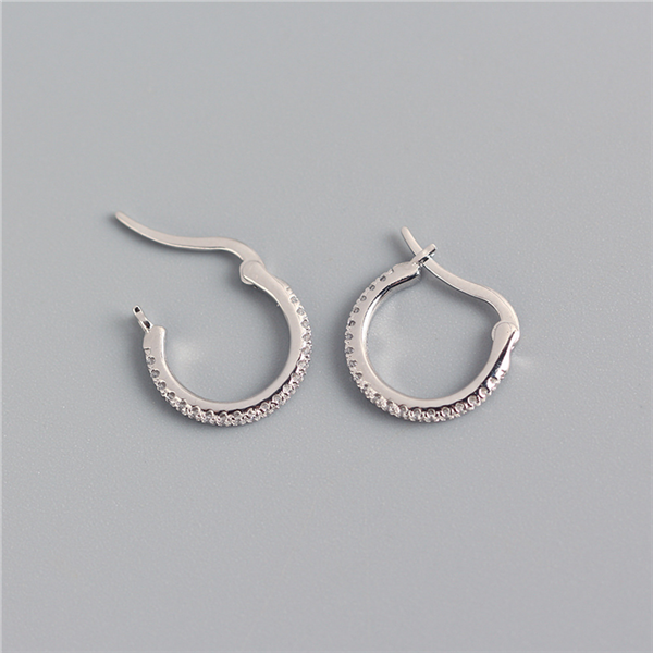 Anyco Earrings Sterling Silver White Minimalist Round Rainbow CZ Zircon Hoops Crystal Huggies For Women Girl Fashion Stylish Accessories Jewelry Gifts-Earrings-PEROZ Accessories