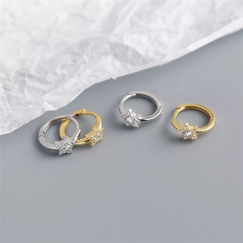 Anyco Earrings Gold Plated Pave Zircon Star Minimalist Ear Buckle For Women Girl Fashion Stylish Rock Punk Accessories Jewelry Gifts-Earrings-PEROZ Accessories