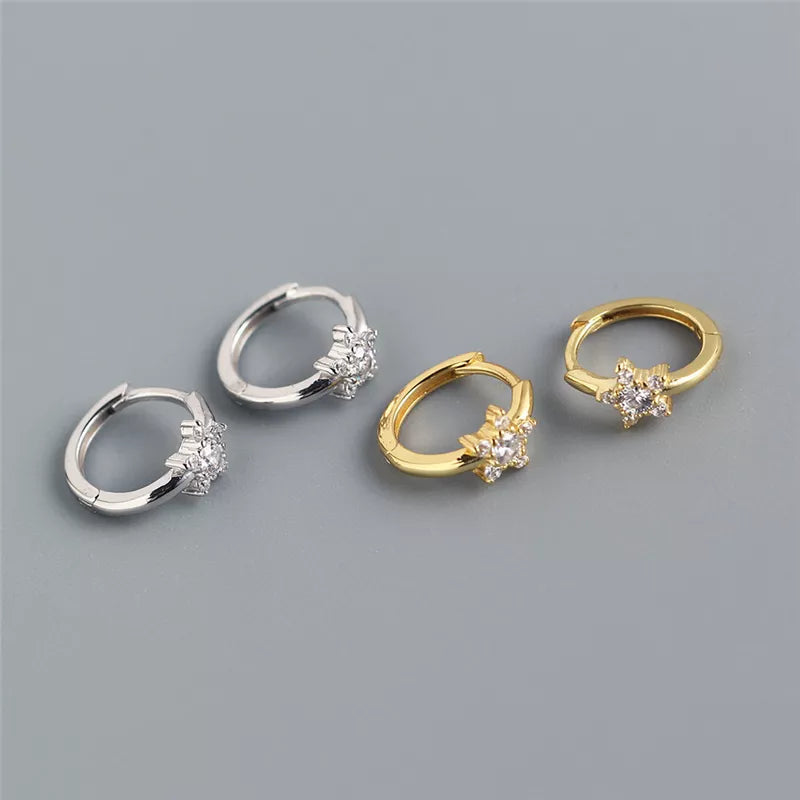 Anyco Earrings Gold Plated Pave Zircon Star Minimalist Ear Buckle For Women Girl Fashion Stylish Rock Punk Accessories Jewelry Gifts-Earrings-PEROZ Accessories