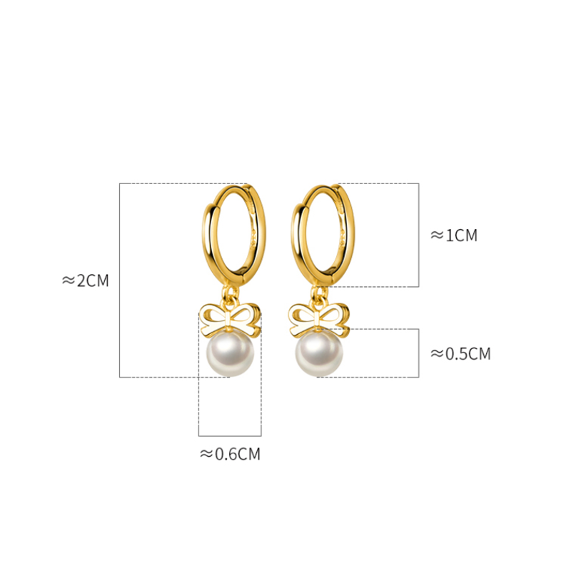 Anyco Fashion Earrings Genuine Gold Cute Butterfly Synthetic Pearl Pendant Drop Charm Gold Plated Huggies Jewelry Women-Earrings-PEROZ Accessories