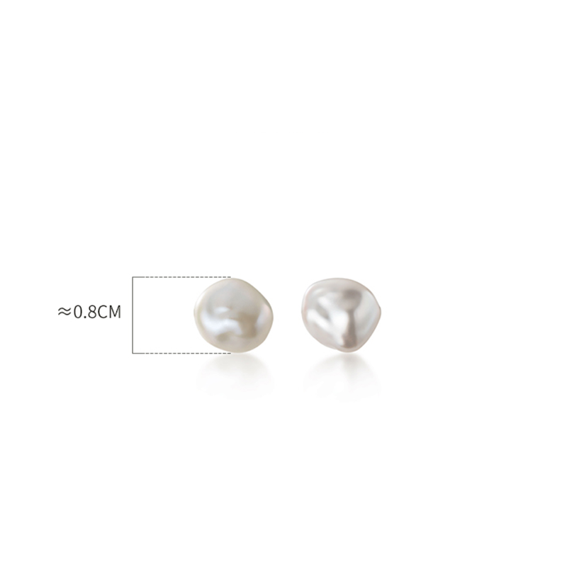 Anyco Fashion Earrings Genuine Sterling Silver Natural Baroque Geometric Irregular Pearl Stud for Women Girl Office Jewelry Gift-Earrings-PEROZ Accessories