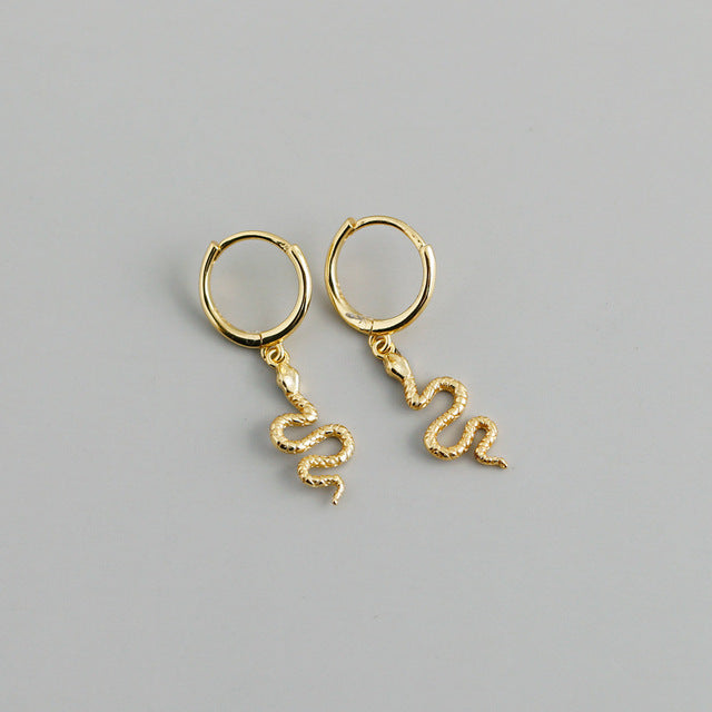 Anyco Earrings Small Gold Plated Cute Chic Punk Long Bohemian Snake Stud For Women Girl Teen Fashion Stylish Accessories Jewelry Gifts-Earrings-PEROZ Accessories