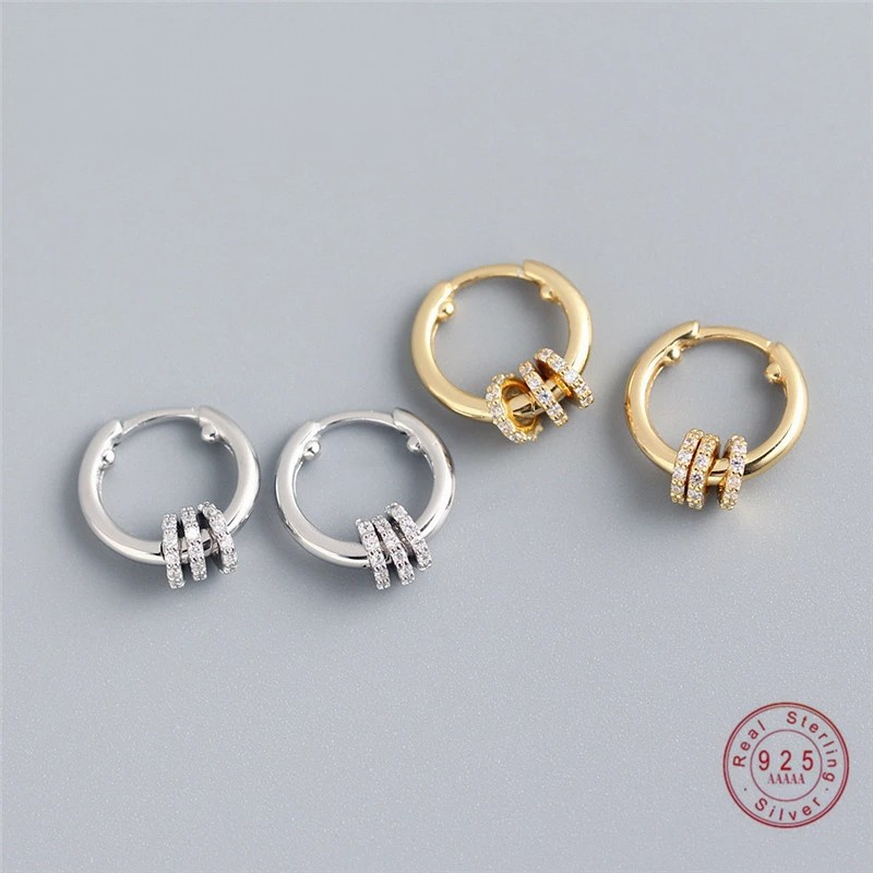 Anyco Earrings Sterling Silver Luxury Small Circle Lucky Ear Buckle For Women Girl Teen Chic Fashion Stylish Accessories Jewelry Gifts-Earrings-PEROZ Accessories