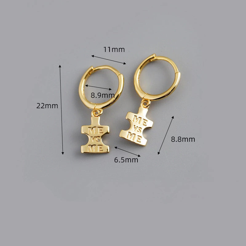 Anyco Earrings Sterling Silver Punk Geometric Initials ME Label Stud For Women Girl Fashion Stylish Rock Accessories Jewelry Gifts-Earrings-PEROZ Accessories