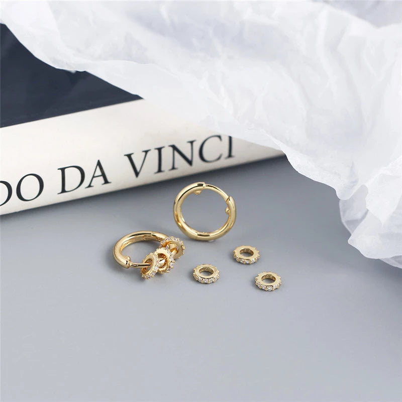 Anyco Earrings Gold Plated Luxury Small Circle Lucky Ear Buckle For Women Girl Teen Chic Perfect Fashion Stylish Accessories Jewelry Gifts-Earrings-PEROZ Accessories