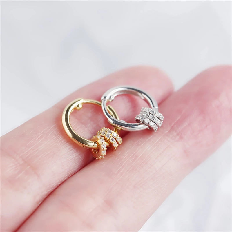 Anyco Earrings Sterling Silver Luxury Small Circle Lucky Ear Buckle For Women Girl Teen Chic Fashion Stylish Accessories Jewelry Gifts-Earrings-PEROZ Accessories