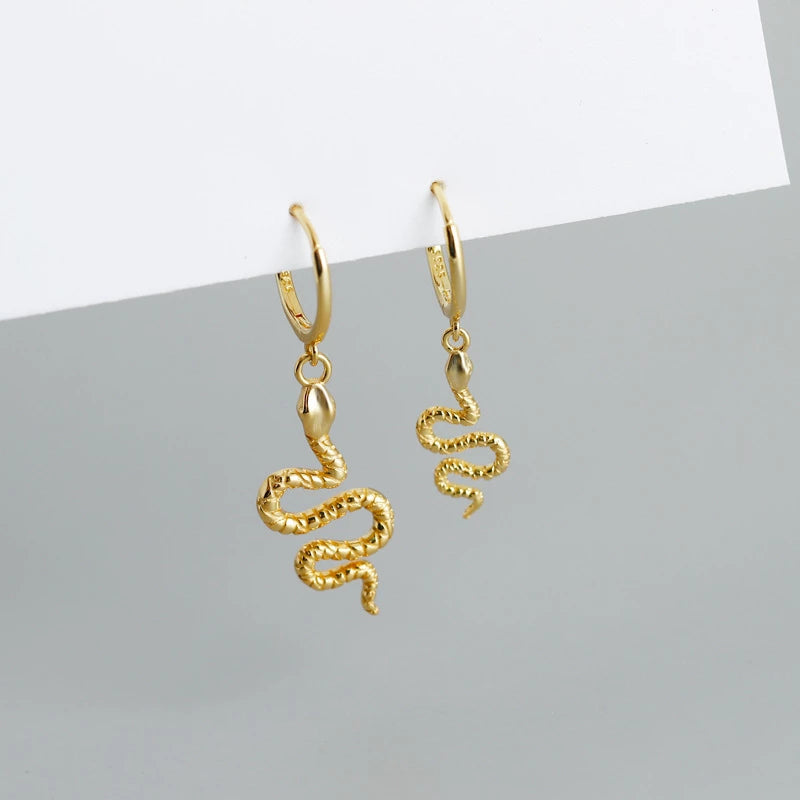 Anyco Earrings Small Gold Plated Cute Chic Punk Long Bohemian Snake Stud For Women Girl Teen Fashion Stylish Accessories Jewelry Gifts-Earrings-PEROZ Accessories