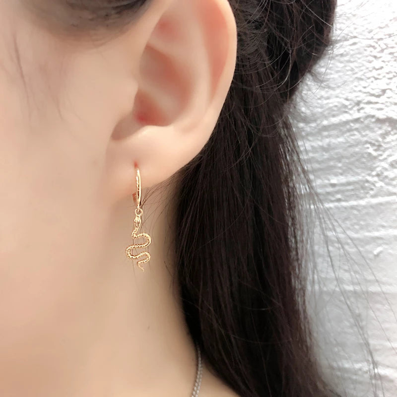 Anyco Earrings Big Gold Plated Cute Chic Punk Long Bohemian Snake Stud For Women Girl Teen Fashion Stylish Accessories Jewelry Gifts-Earrings-PEROZ Accessories