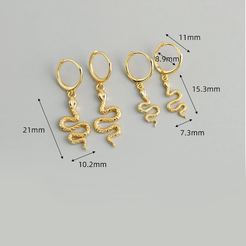 Anyco Earrings Big Gold Plated Cute Chic Punk Long Bohemian Snake Stud For Women Girl Teen Fashion Stylish Accessories Jewelry Gifts-Earrings-PEROZ Accessories