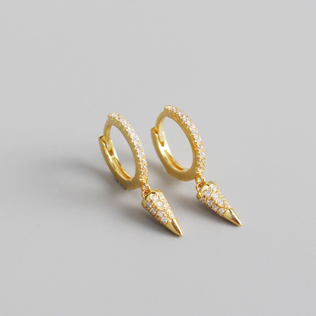 Anyco Earrings Gold Plated Luxury Pave Zircon Cone French Style Ear For Women Girl Teen Fashion Stylish Rock Accessories Jewelry Gifts-Earrings-PEROZ Accessories