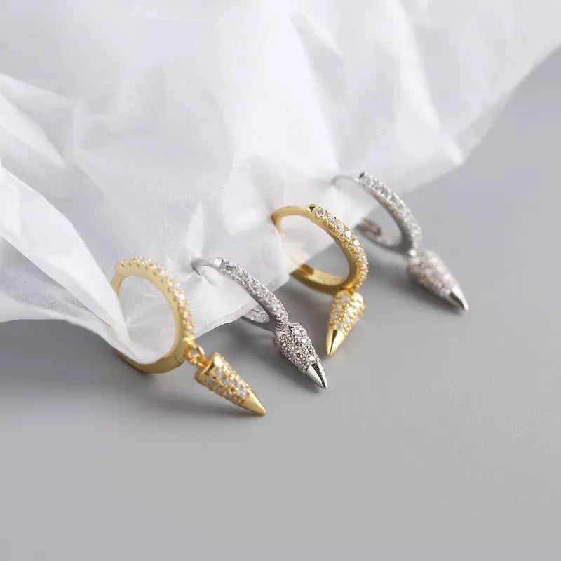 Anyco Earrings Gold Plated Luxury Pave Zircon Cone French Style Ear For Women Girl Teen Fashion Stylish Rock Accessories Jewelry Gifts-Earrings-PEROZ Accessories