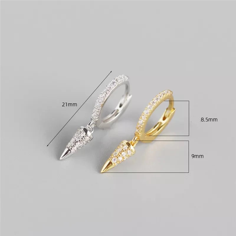 Anyco Earrings Gold Plated Luxury Pave Zircon Cone French Style Ear For Women Girl Teen Fashion Stylish Rock Accessories Jewelry Gifts-Earrings-PEROZ Accessories