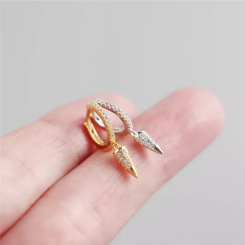 Anyco Earrings Gold Plated Luxury Pave Zircon Cone French Style Ear For Women Girl Teen Fashion Stylish Rock Accessories Jewelry Gifts-Earrings-PEROZ Accessories