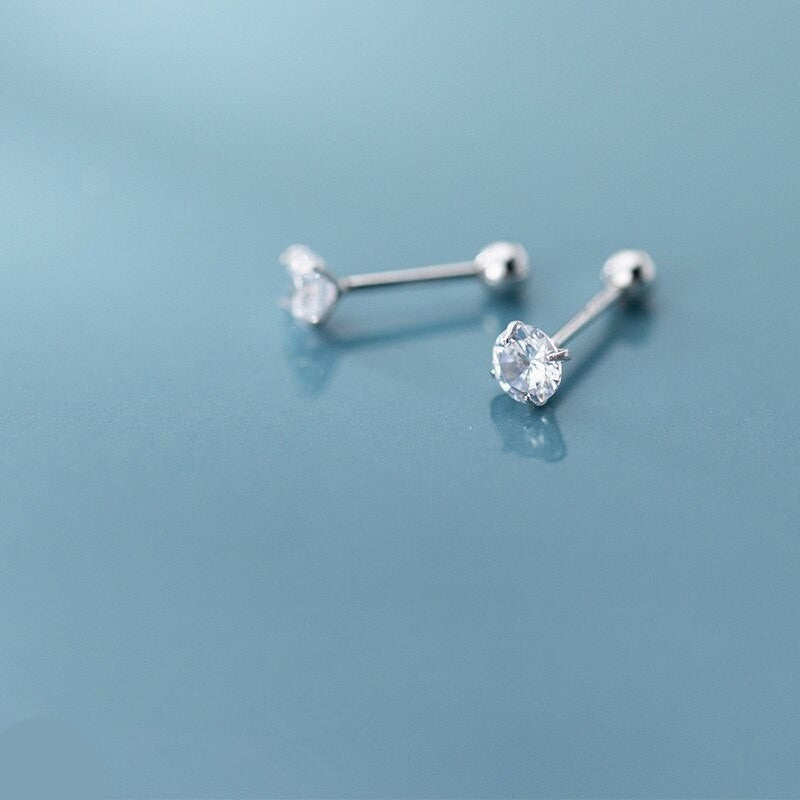 Anyco Fashion Earrings Sterling Silver Luxury Shiny White Zircon Spiral Bead Stud for Women Wedding Anniversary Jewelry Gift-Earrings-PEROZ Accessories