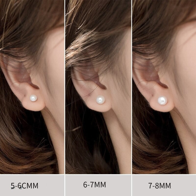 Anyco Fashion Earrings Sterling Silver Natural Pearl Spiral Bead Stud for Women Chic Birthday Jewelry Gift 5-6MM-Earrings-PEROZ Accessories