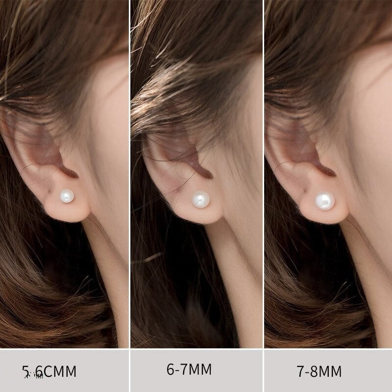 Anyco Fashion Earrings Sterling Silver Natural Pearl Spiral Bead Stud for Women Chic Birthday Jewelry Gift 7-8MM-Earrings-PEROZ Accessories