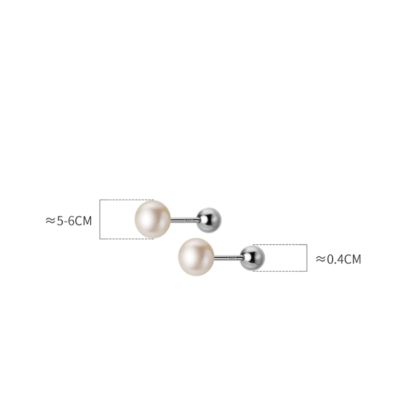 Anyco Fashion Earrings Sterling Silver Natural Pearl Spiral Bead Stud for Women Chic Birthday Jewelry Gift 6-7MM-Earrings-PEROZ Accessories