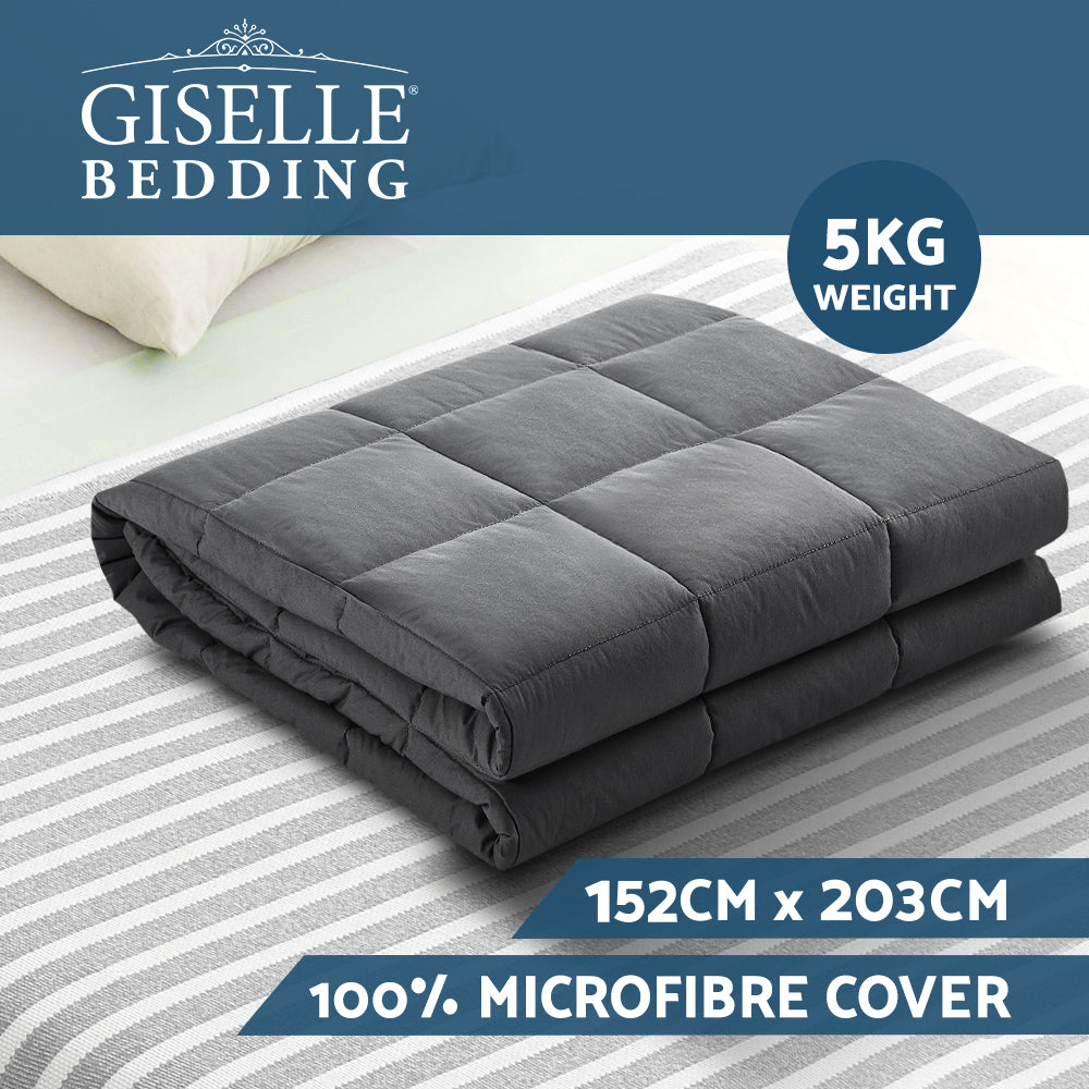 Weighted Blanket Adult 5KG Heavy Gravity Blankets Microfibre Cover Calming Relax Anxiety Relief Grey-Blankets-PEROZ Accessories