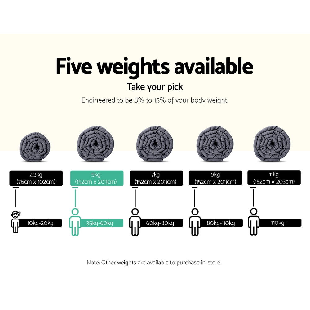 Weighted Blanket Adult 5KG Heavy Gravity Blankets Microfibre Cover Calming Relax Anxiety Relief Grey-Blankets-PEROZ Accessories