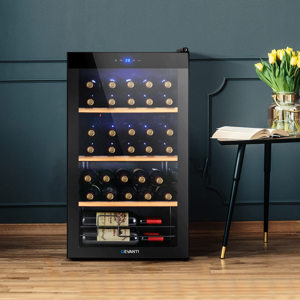Devanti 34 Bottles Wine Cooler Compressor Chiller Beverage Fridge-Appliances > Fridges-PEROZ Accessories